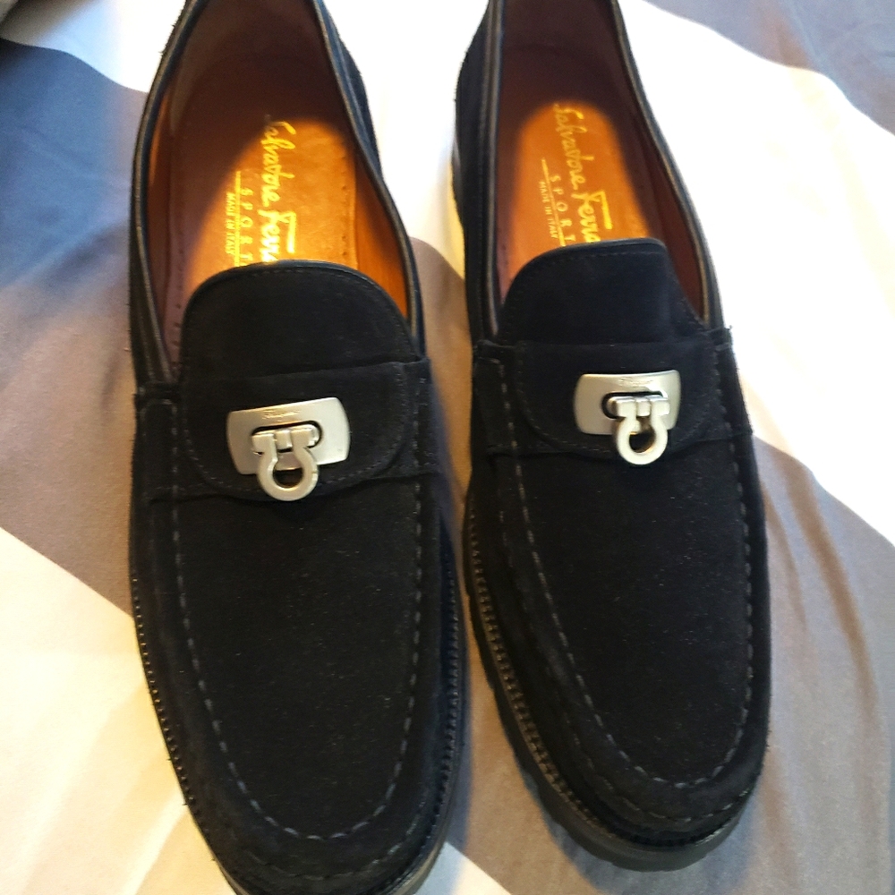 Salvatore Ferragamo Black Suede Loafers